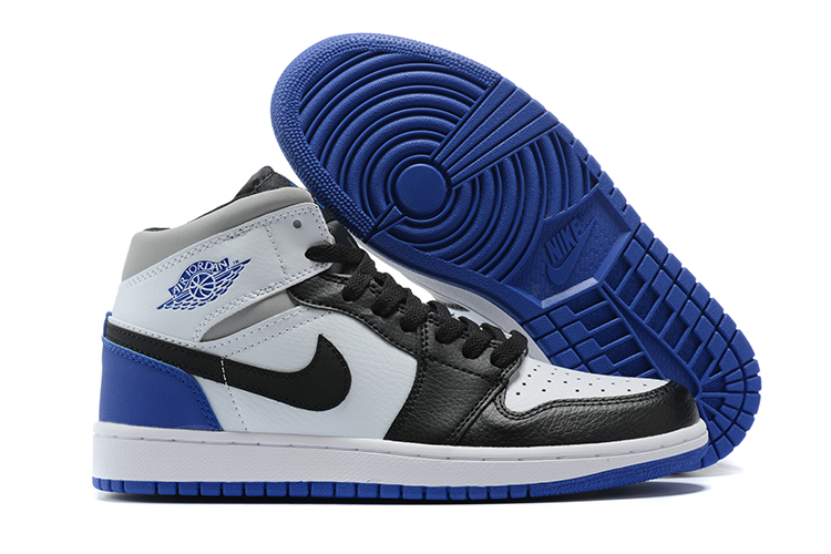 2020 Men Air Jordan 1 Black Blue White Shoes